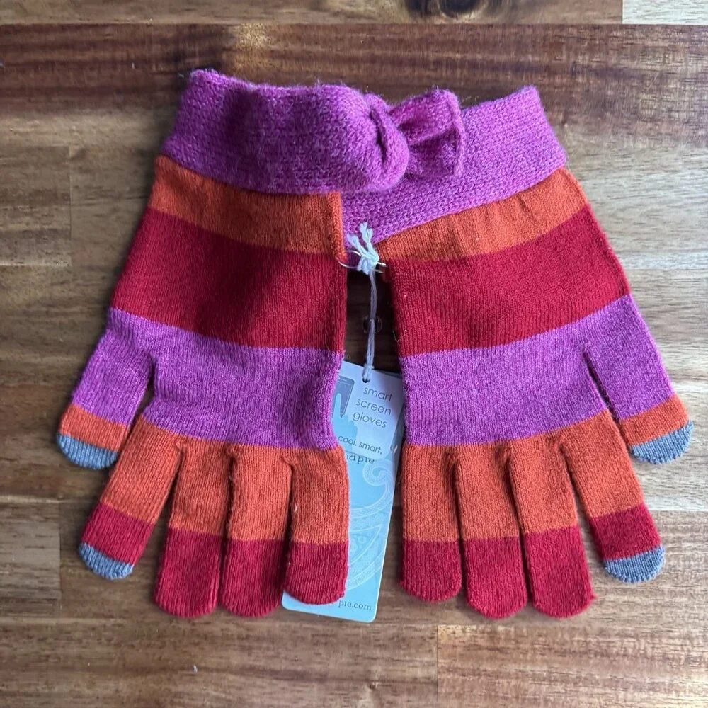 Mud Pie Womens Winter Gloves Rainbow Stripe Multicolored One Size Acrylic‎ NWT